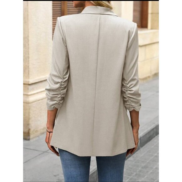 fold over shawl collar blazer jacket suit gray - Picture 10 of 11